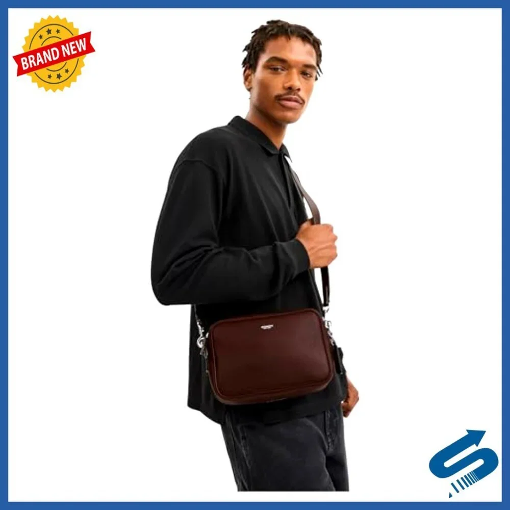 Leather Crossbody Camera Bag with Detachable Strap, Minimalist Design